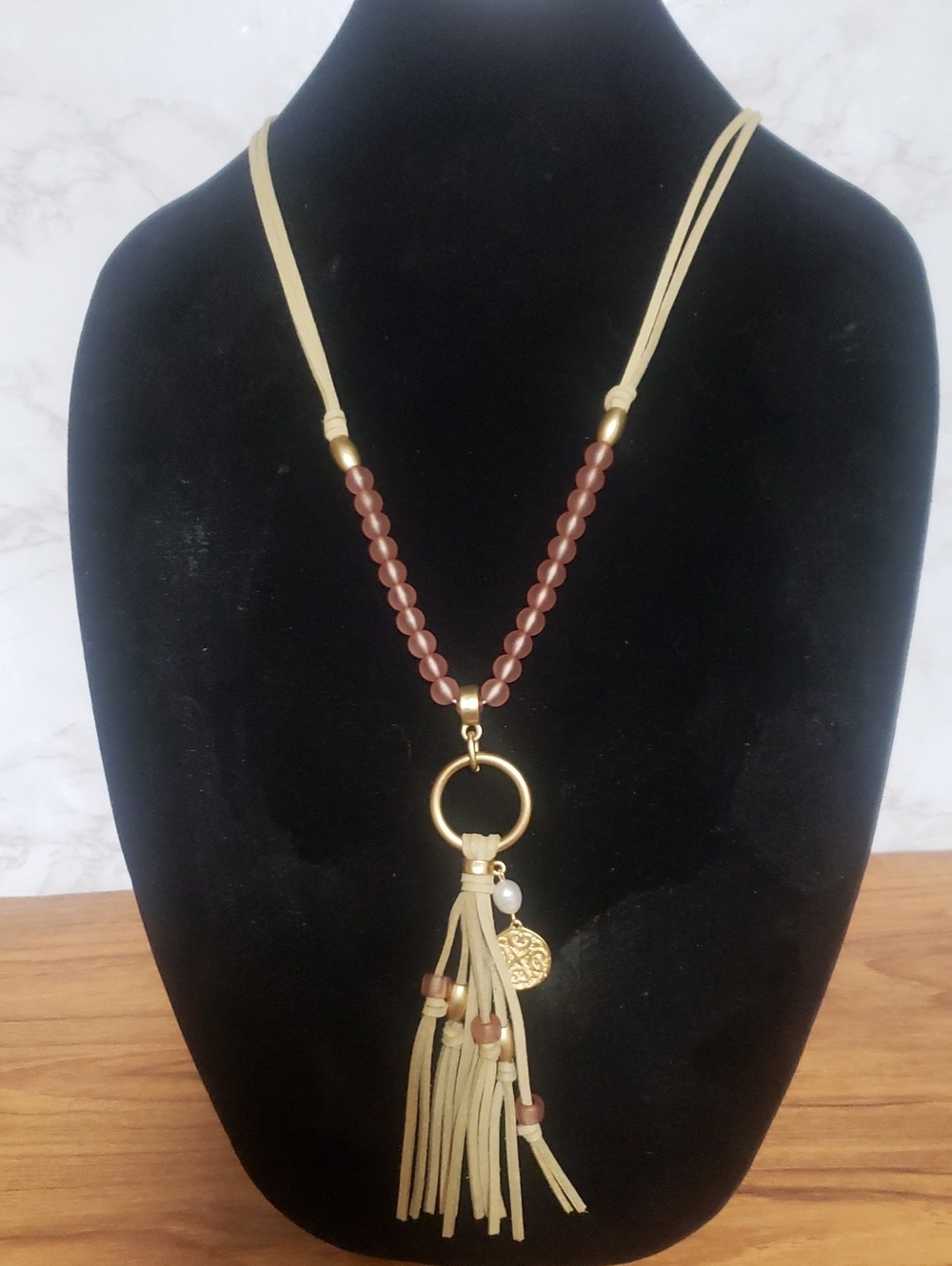 Plunder Beaded Pendant Necklace with Tassel NWT